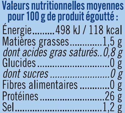 Thon listao au naturel pêché ligne - Nutrition facts - fr