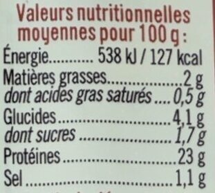 Emincés de filet de poulet rôti au four - Nutrition facts - fr