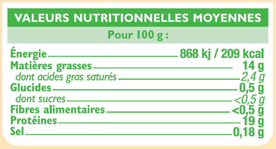 Pavé de saumon Ecosse - Nutrition facts - fr