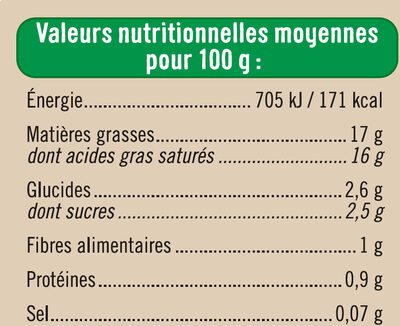 Lait de coco issu de l'agriculture biologique Bio - Nutrition facts - fr
