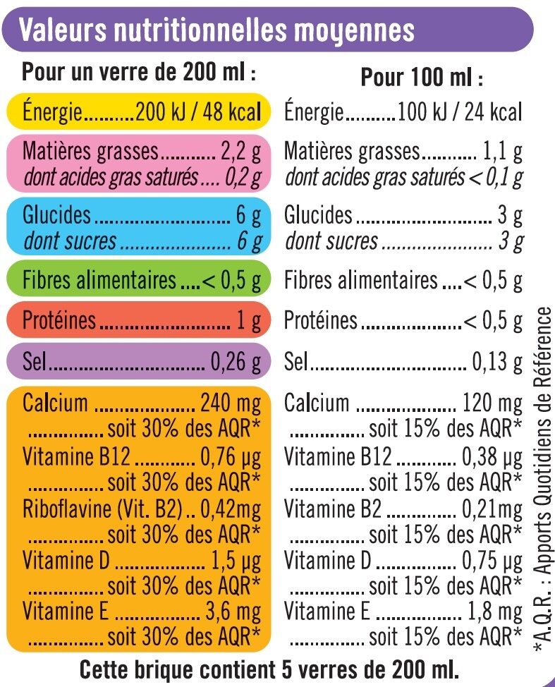 Boisson végétale saveur amande - Nutrition facts - fr