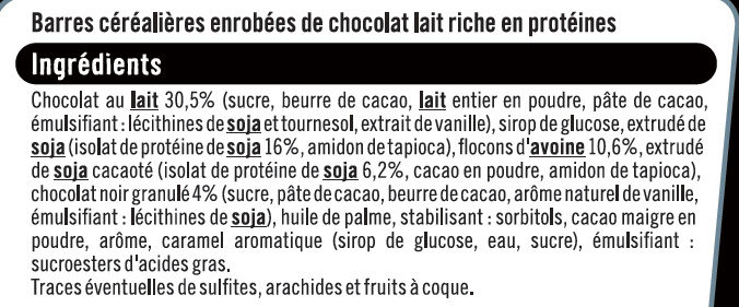 Barres protéinées au chocolat - Ingredienser - fr
