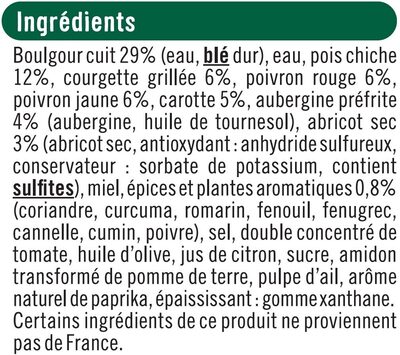 Tajine légumes bon et végétarien - Ingredients - fr