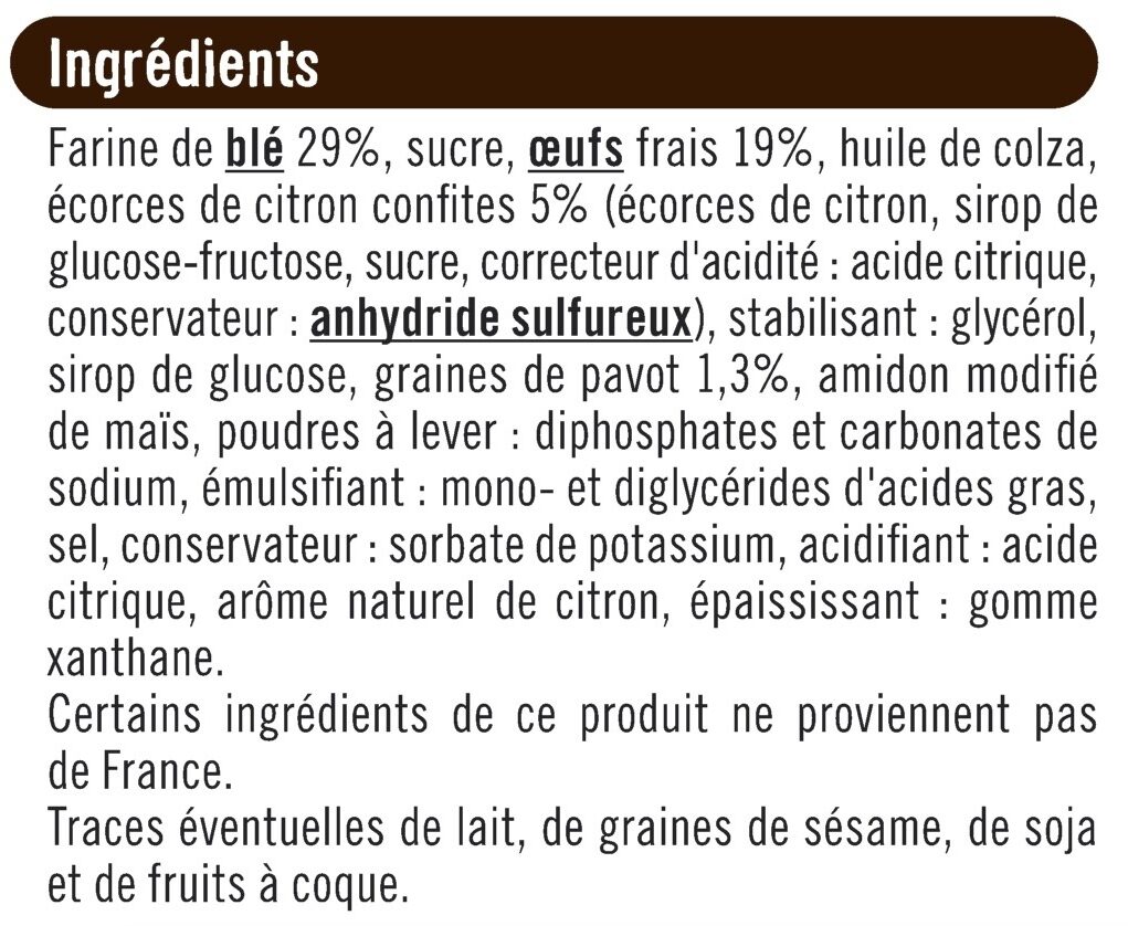 Tranches de cake - Ingredients - fr