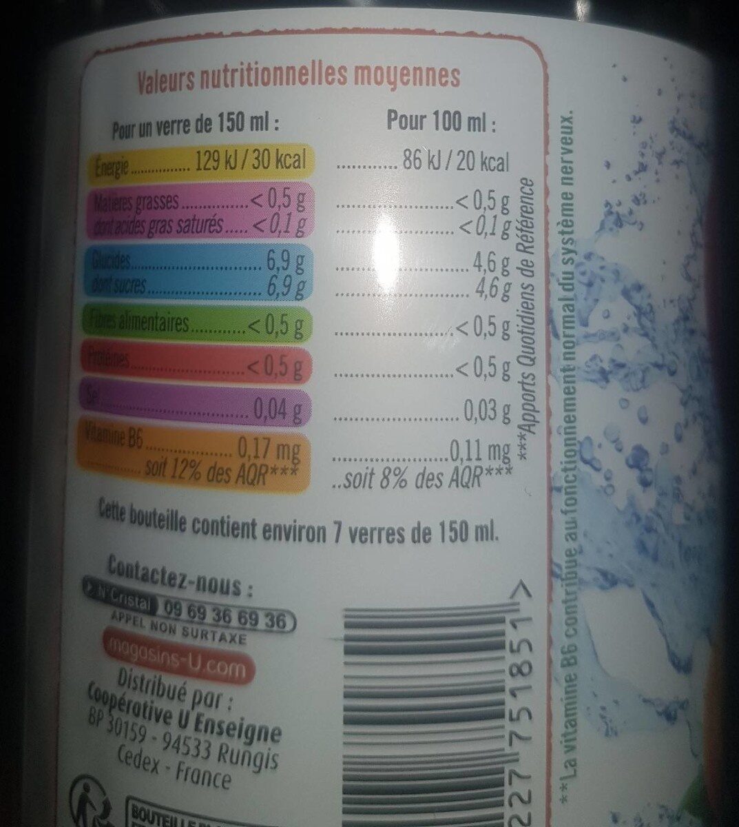 Eau aromatisée pomme abricot verveine - Nutrition facts - fr