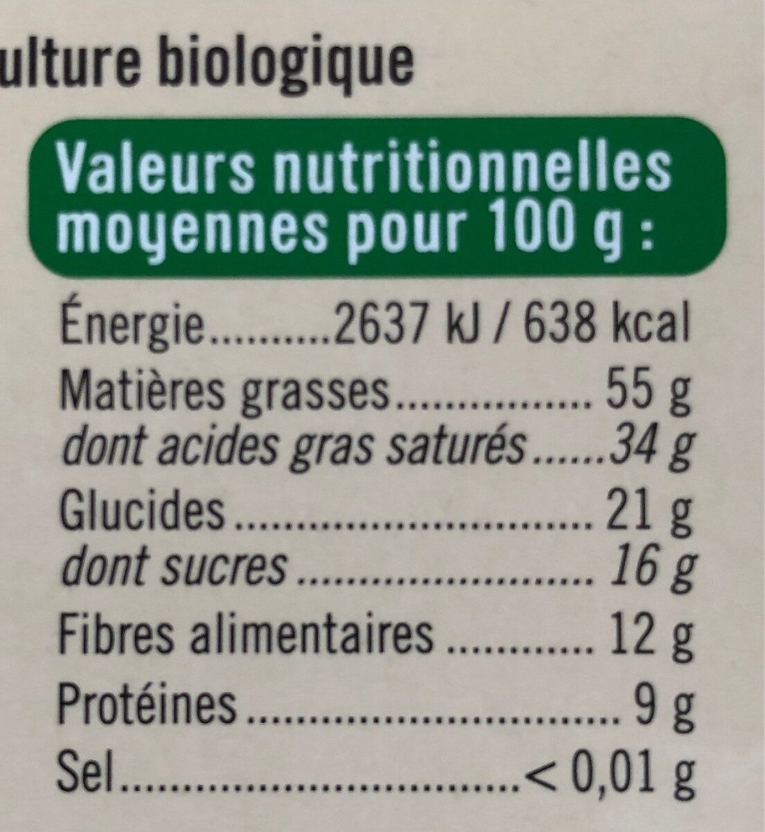 Chocolat noir 85% - Nutrition facts - fr