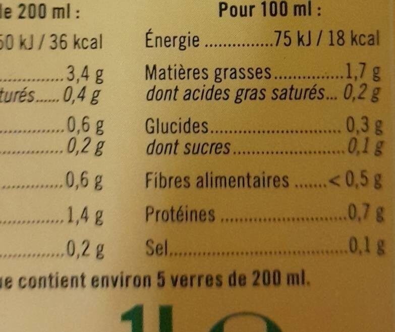Boisson amande légère - Nutrition facts - fr