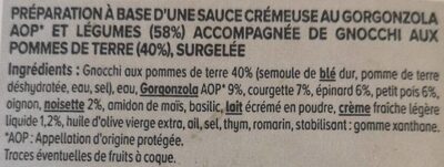 Gnocchi légumes et sauce gorgonzola - Ingrédients