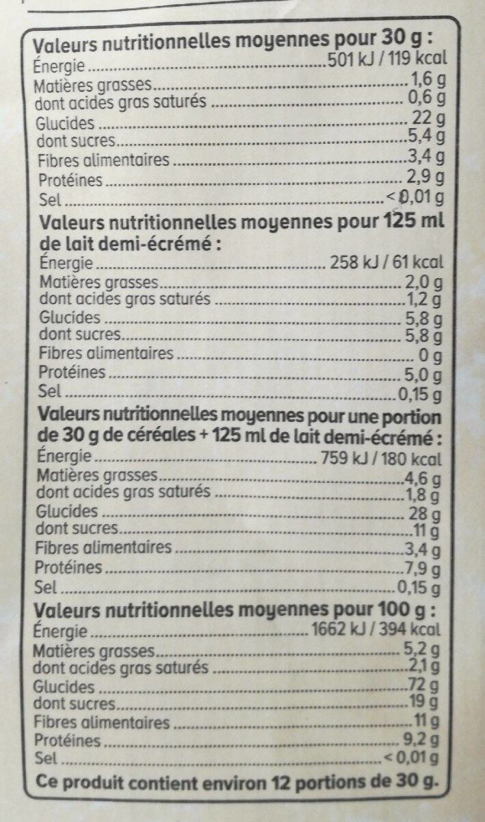 Céréales pétales de blé au chocolat - Nutrition facts - fr