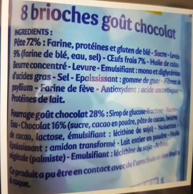 Pitch - 8 brioches goût chocolat - Ingrédients