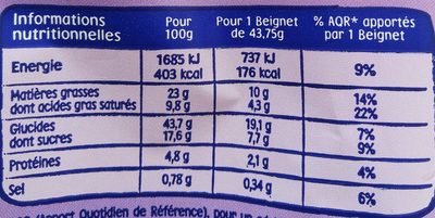 Beignet pomme - Nutrition facts - fr