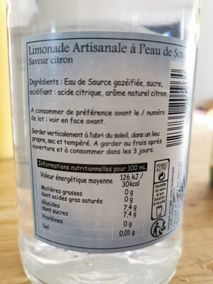 Limonade citron - Ingredientes - fr