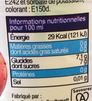 Thé glacé - Nutrition facts - fr