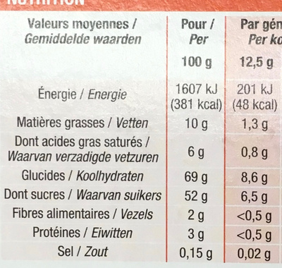 Génoises fourrées Orange - Voedingswaarden - fr
