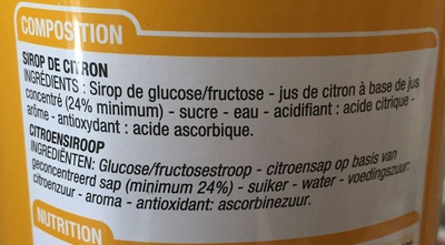 Sirop de citron - المكونات - fr
