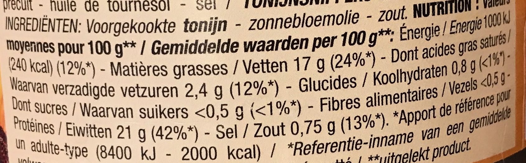 Miettes de Thon à l'huile de tournesol - Nutrition facts - fr