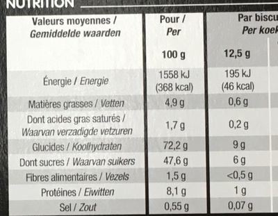 Biscuits cuillers (x 10) - Nutrition facts - fr