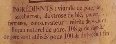 Saucisse de Morteau - Ingredients - fr