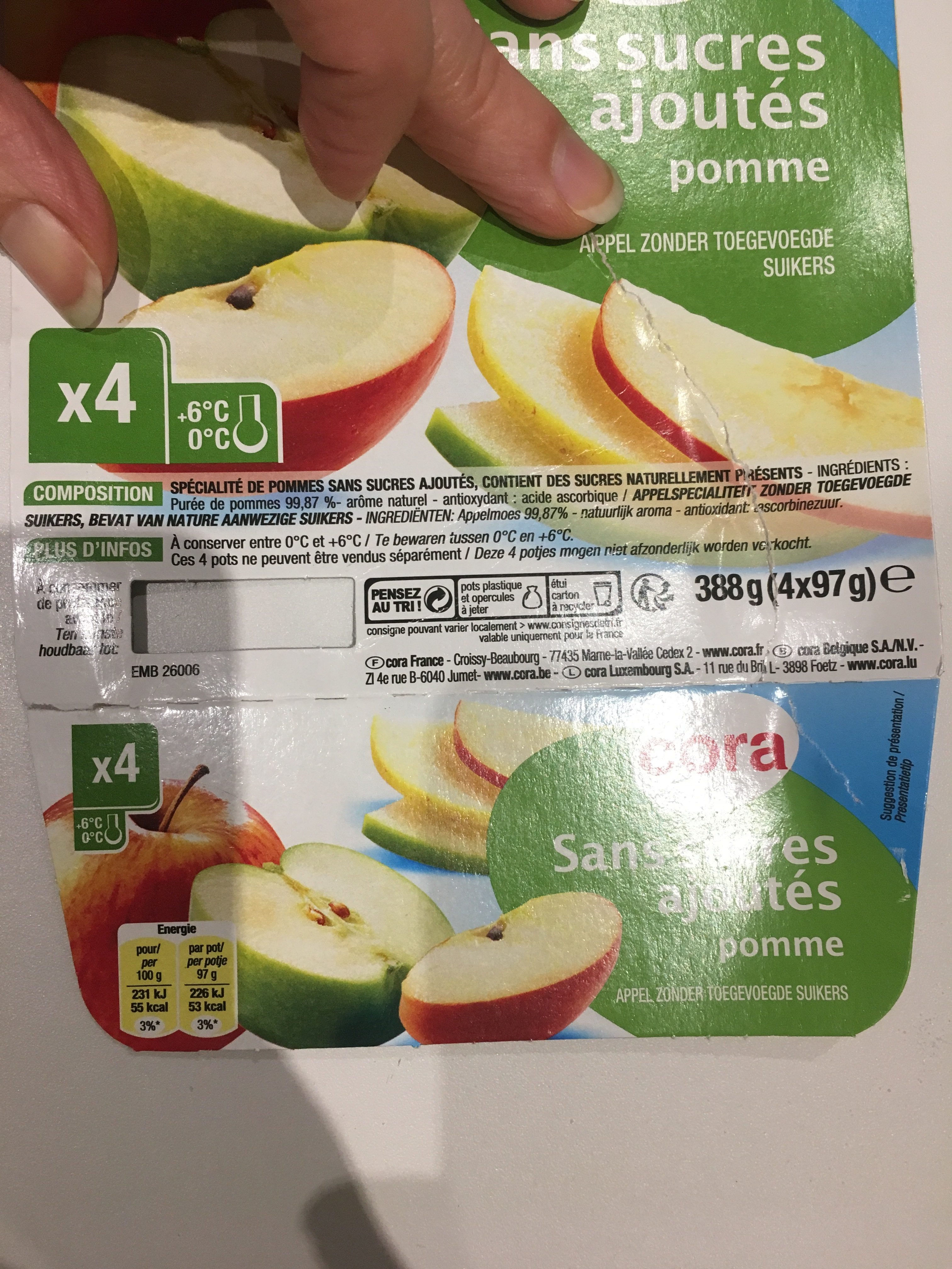 Sans Sucres Ajoutes Pomme, Apfel - Ingredients - fr