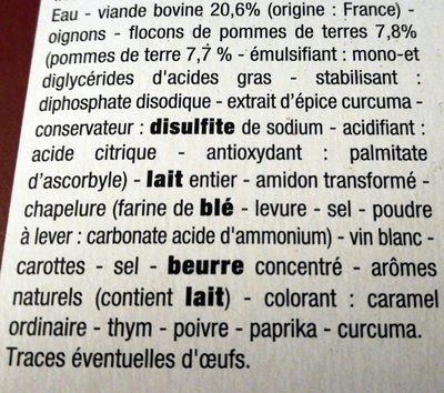 Hachis Parmentier Surgelé - Ingredients - fr