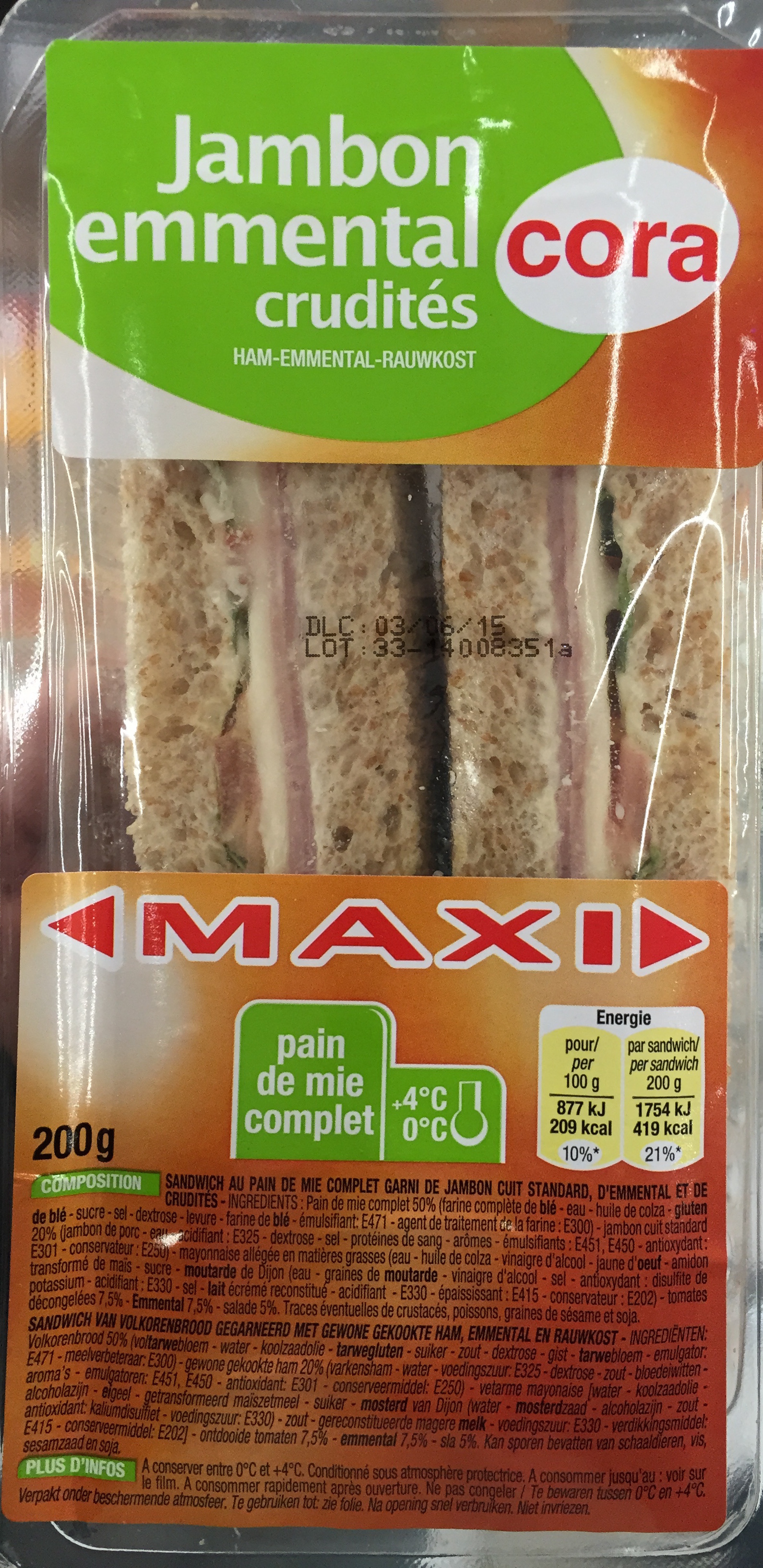 Maxi - Jambon emmental crudités - Product - fr
