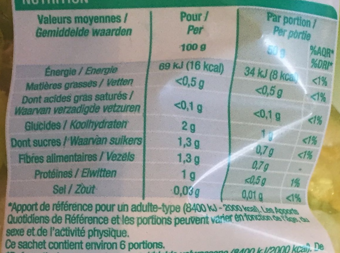 Coeurs de Laitue (Maxi Format) - Tableau nutritionnel