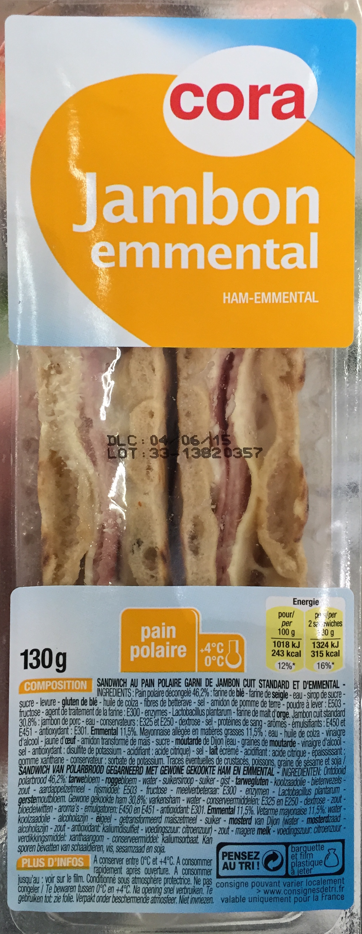 Jambon Emmental - Sandwich au pain polaire - Product - fr