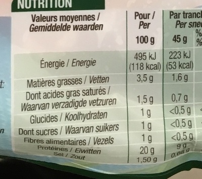 Jambon supérieur sans couenne (-25% de sel) - Información nutricional - fr