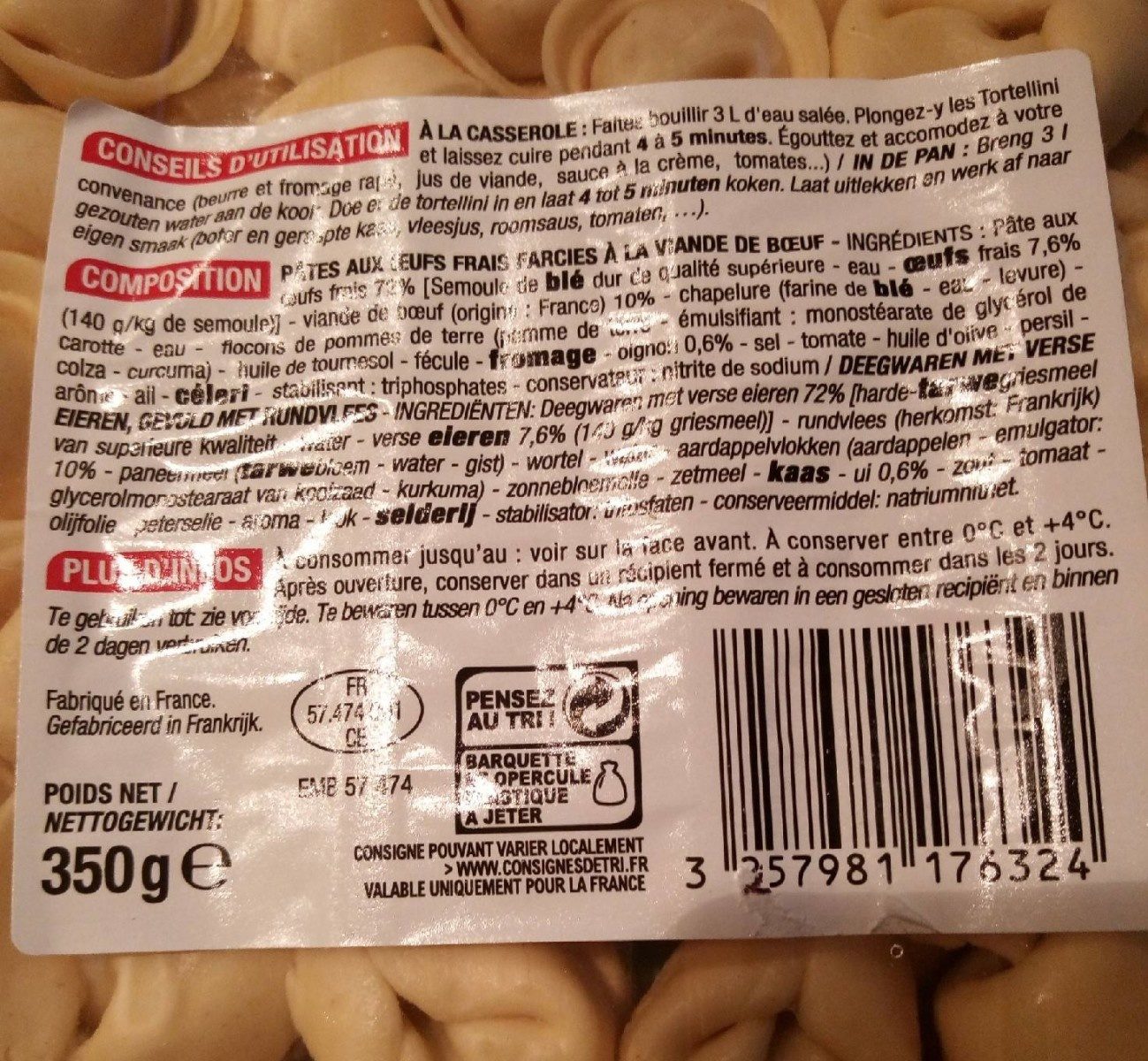 Tortellini Bœuf - Ingrédients