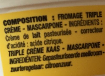 Mascarpone - Ingrédients