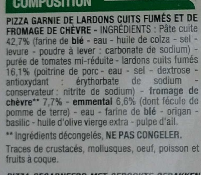 Chèvre lardons - Ingredientes - fr