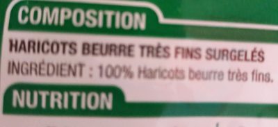 Haricots beurre tres fins - Ingredients - fr