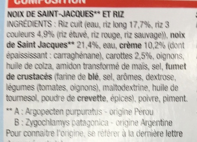 Noix de Saint-Jacques** & riz (sauce à la crème) - Ingredienser - fr