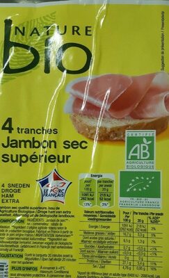 Jambon sec de qualité supérieure  80g Bio, 4 tranches - Nutrition facts - fr
