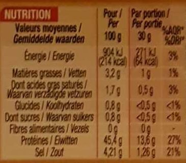 Noix de Bœuf Séchée - Nutrition facts - fr