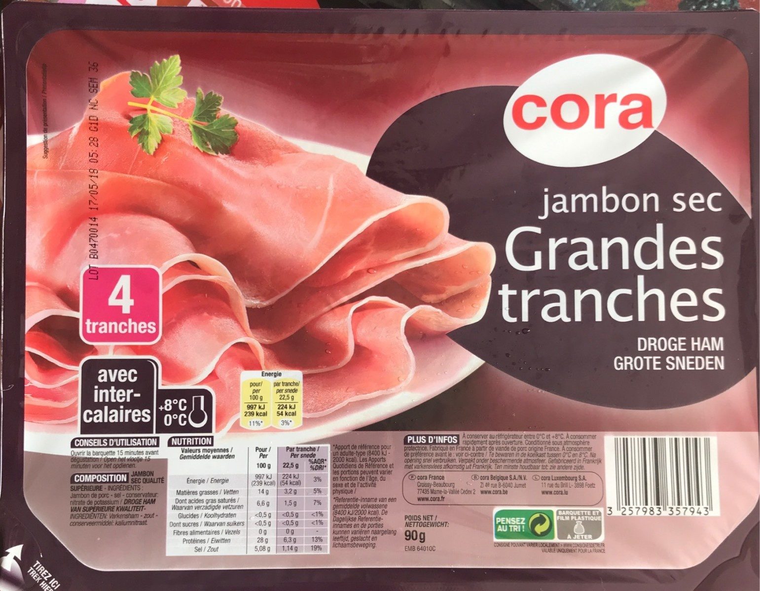 Jambon sec Grandes tranches - Product - fr