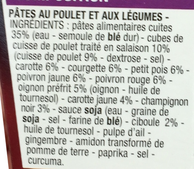Nouilles Poulet & Légumes - Ingredients