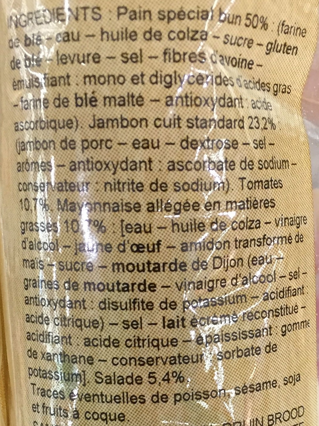 Jambon Crudités - Ingrediënten - fr