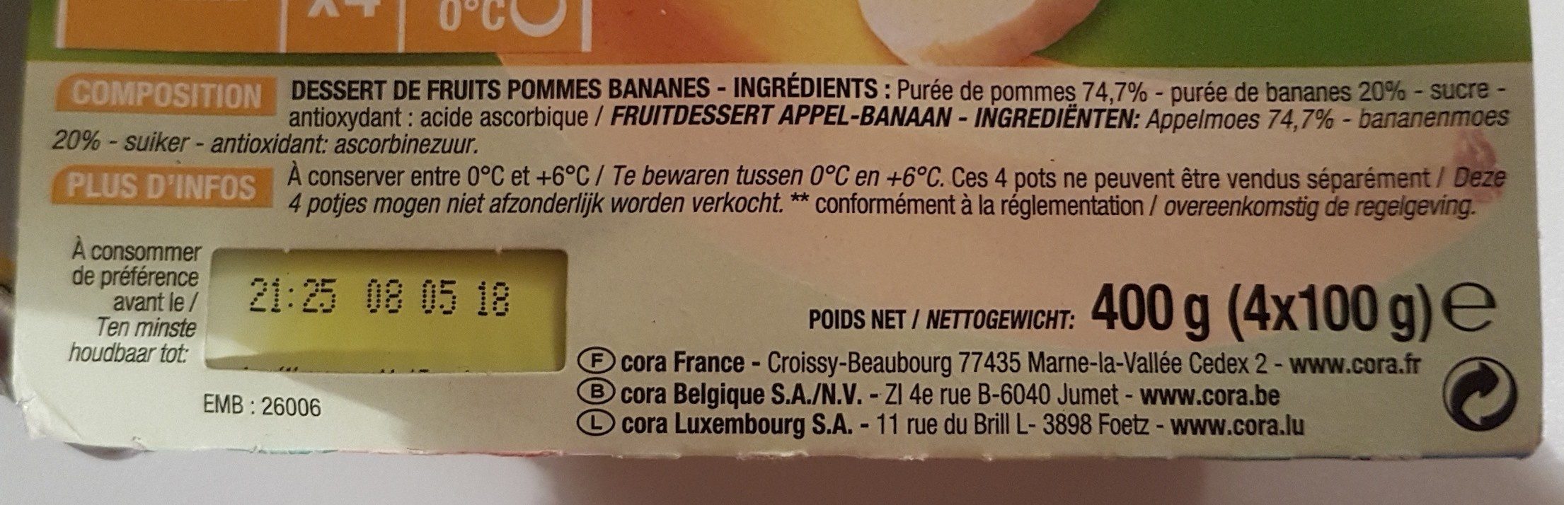 Compote pomme banane - Ingredients - fr