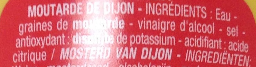 Moutarde de Dijon - Zutaten - fr