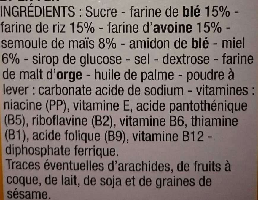 Anneaux de Miel - Ingredients - fr
