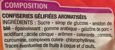 Gommes tendres goût fruit - Ingredients - fr
