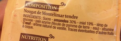 Sachet De Nougat Tendre De Montélimar - Ingredients - fr