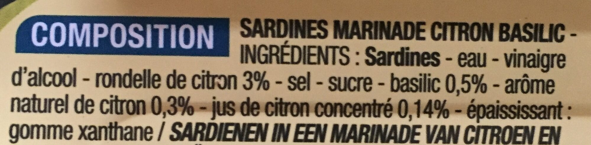 Sardines citron-basilic - Ingrédients
