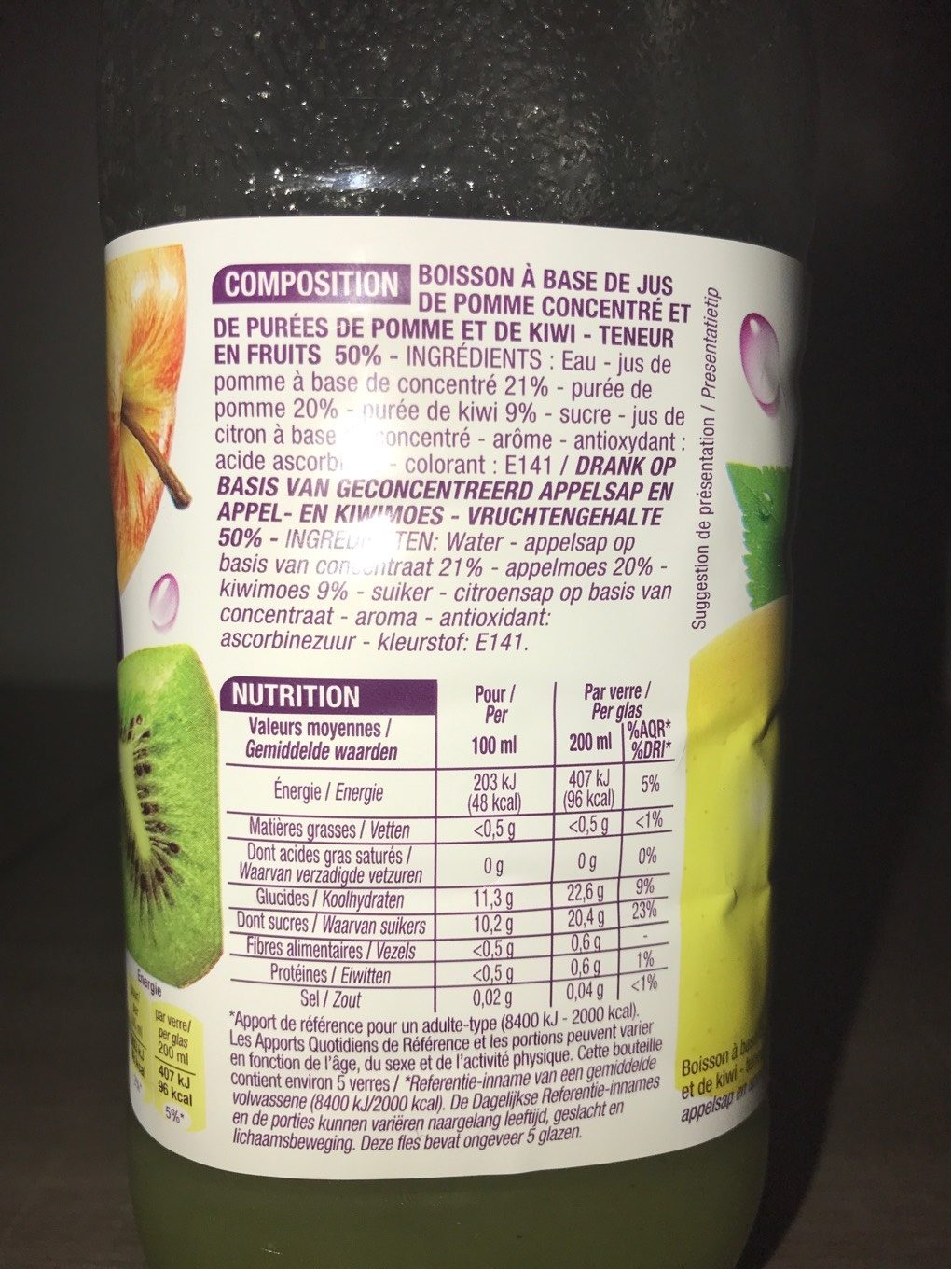 Pomme kiwi - Nutrition facts - fr