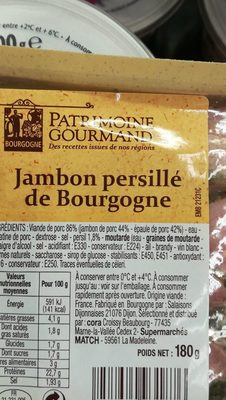 Jambon persillé de Bourgogne - Ingrédients