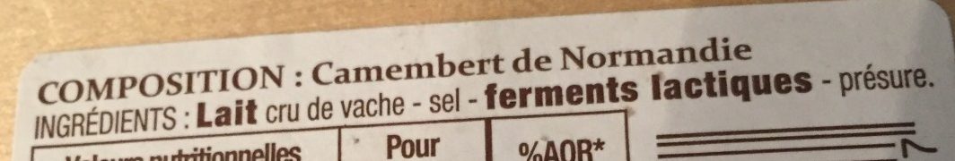 Camembert de normandie - Ingrediënten - fr