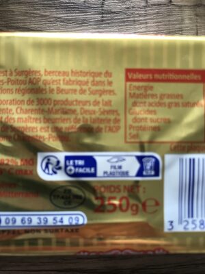 Le Beurre Surgères 82% MG Doux - Instruction de recyclage et/ou informations d'emballage