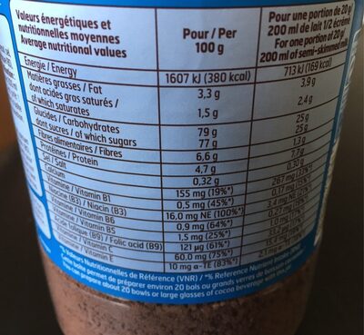 Toucao - Nutrition facts - fr