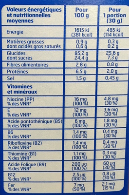 Pétales de maïs enrobés au sucre - Información nutricional - fr
